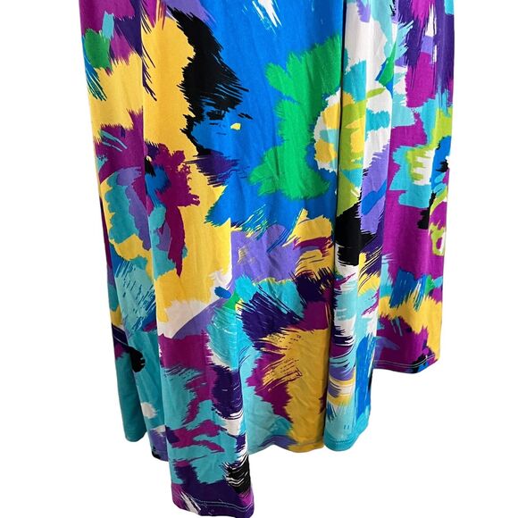 Sandra Darren Womens Colorful Jersey Knit Stretch Sleeveless Fit Flare Dress 10 - Picture 4 of 16